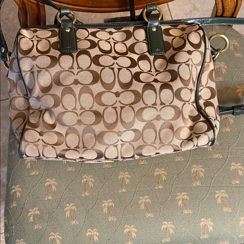 Coach Signature Canvas and Green Leather Satchel Final Sale ❌❌ - Picture 6 of 11